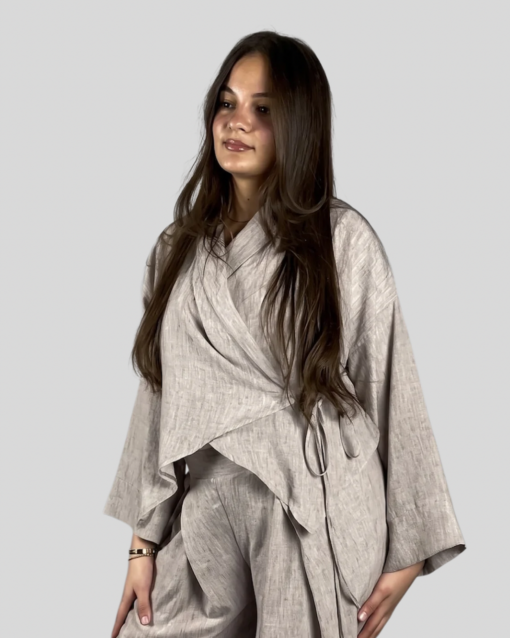 Kyoto Wrap Linen Set - Beige