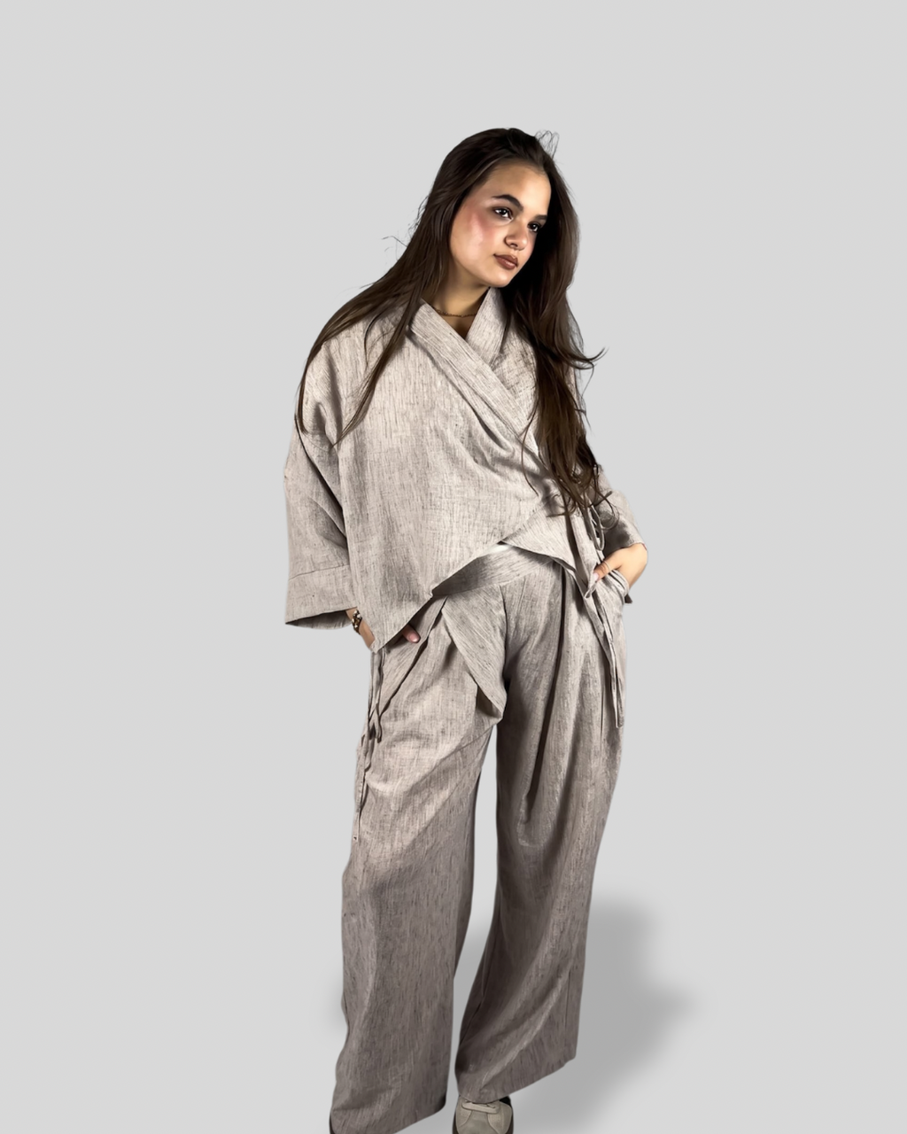 Kyoto Wrap Linen Set - Beige