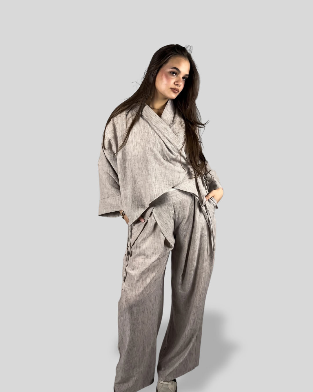 Kyoto Wrap Linen Set - Beige