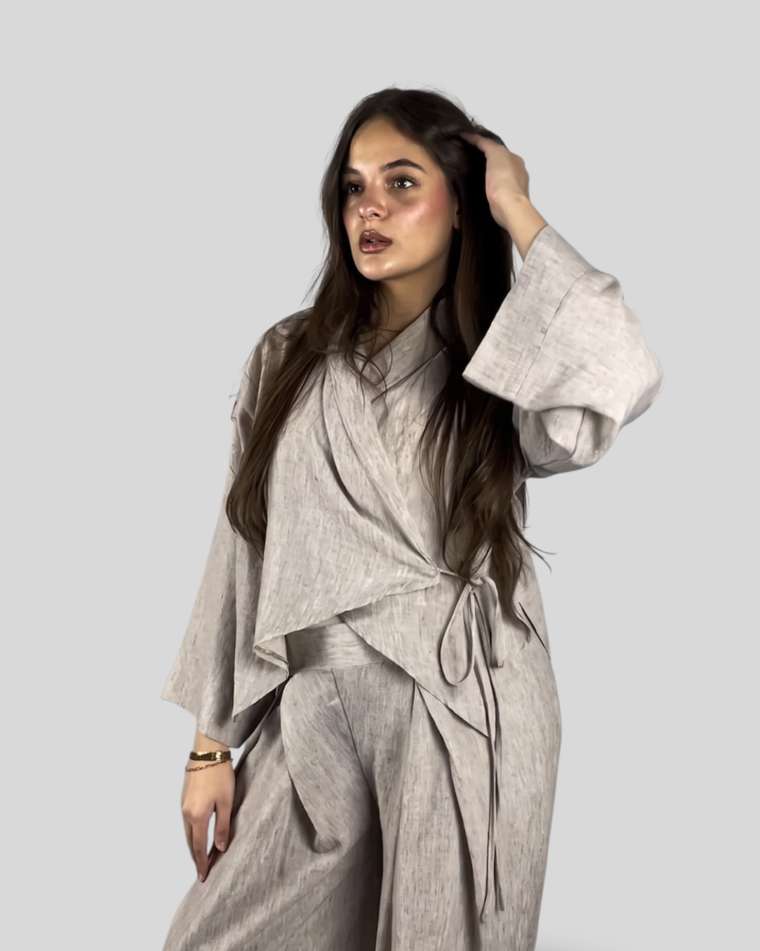 Kyoto Wrap Linen Set - Beige