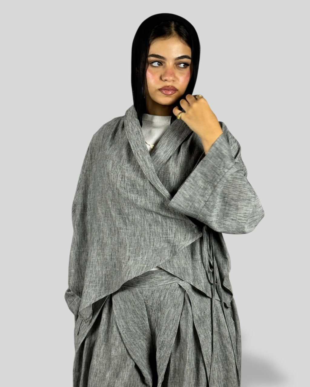 Kyoto Wrap Linen Set - Light Grey