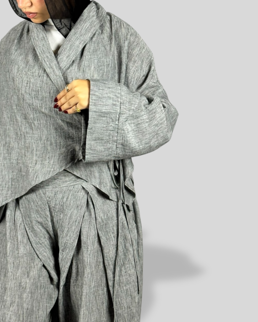 Kyoto Wrap Linen Set - Light Grey