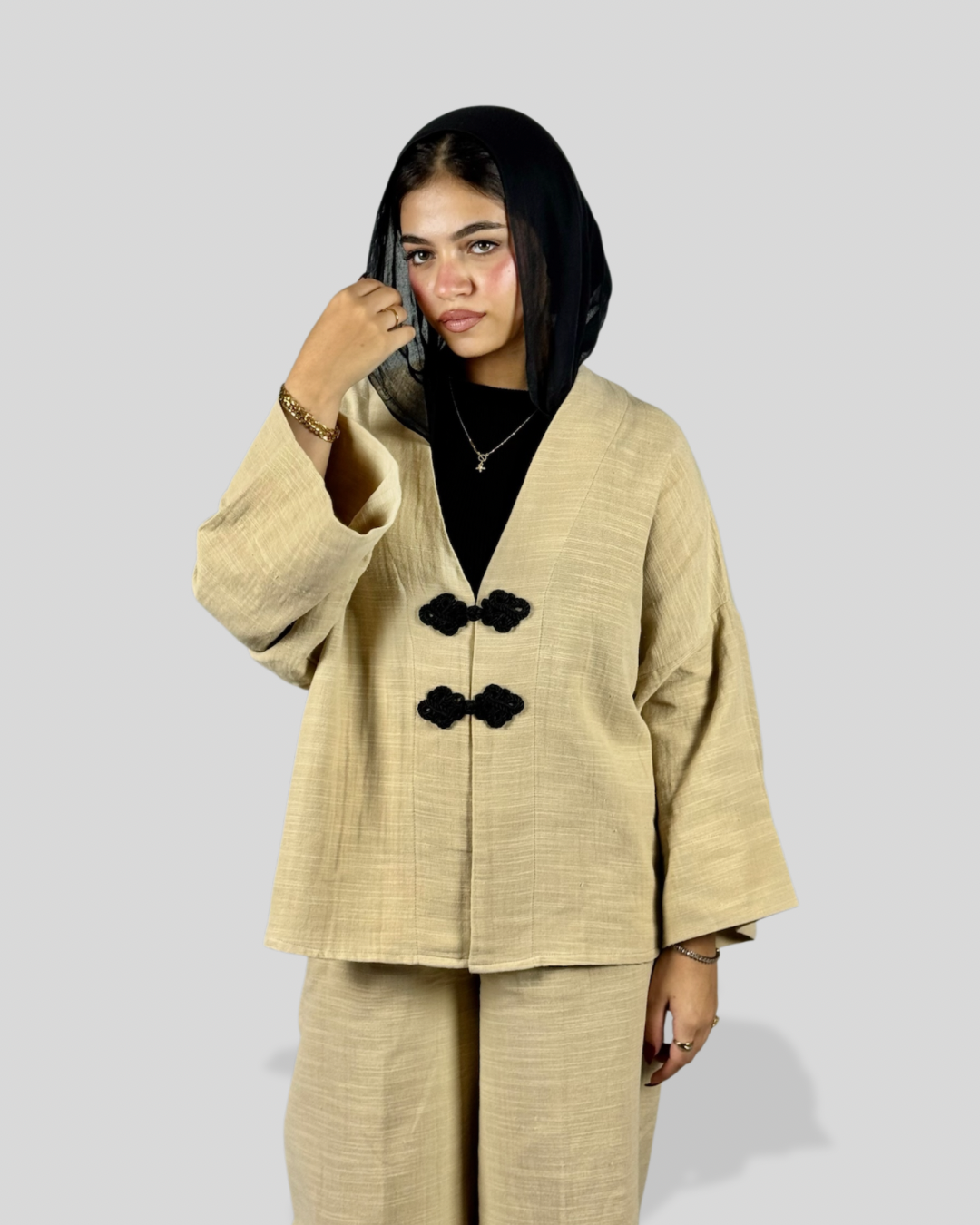 Noir knot Linen Set - Beige