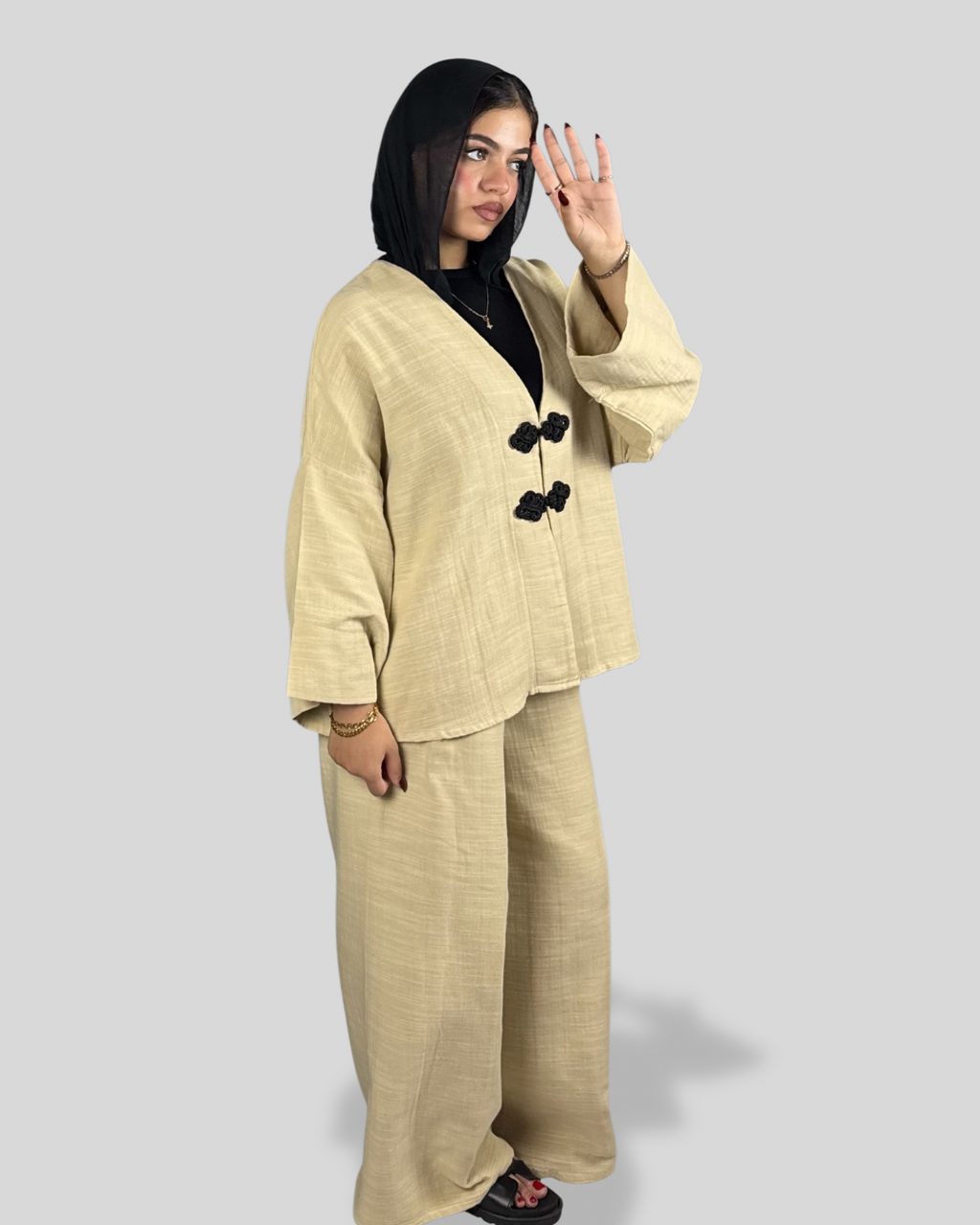 Noir knot Linen Set - Beige