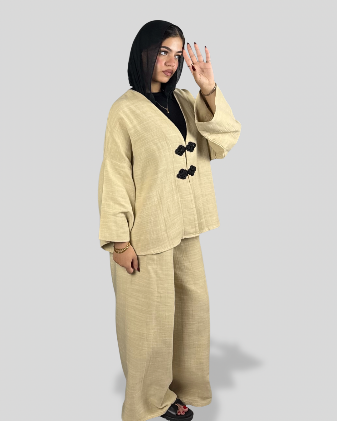 Noir knot Linen Set - Beige