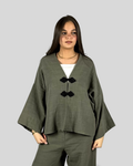 Noir knot Linen Set - Olive